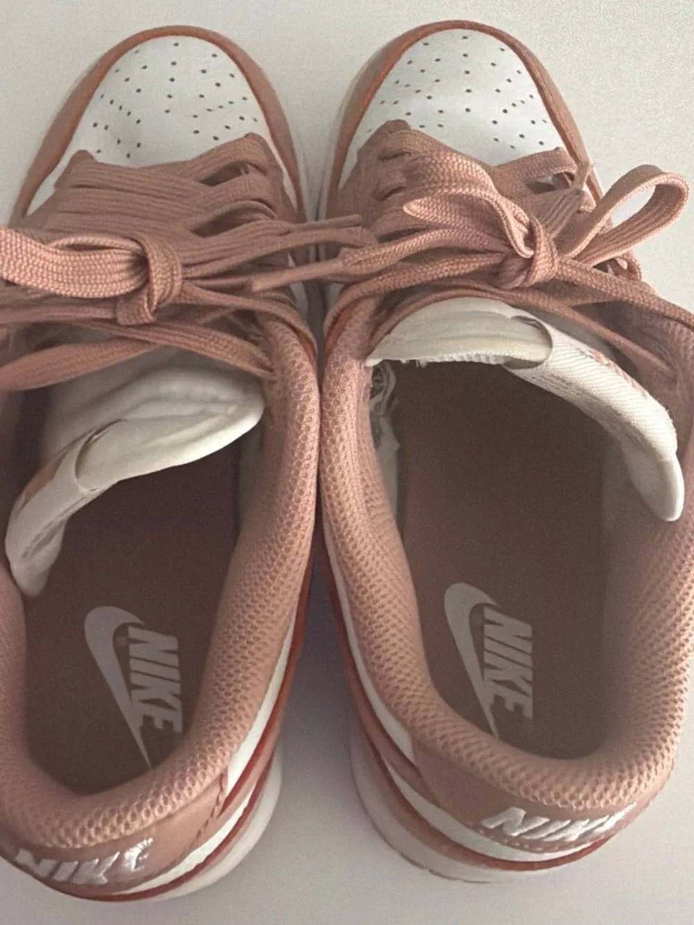 Nike Women’s Dunks Sneakers in Rose Tan and White